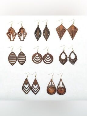 Wooden Brown Teardrop Earrings – Women Jewelry